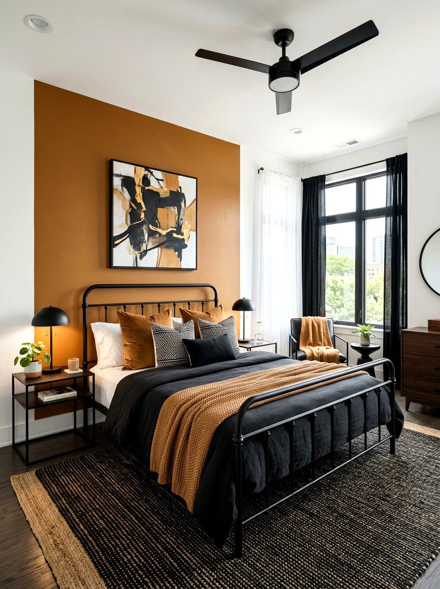 Caramel and black bedroom - 30 warm caramel bedroom ideas