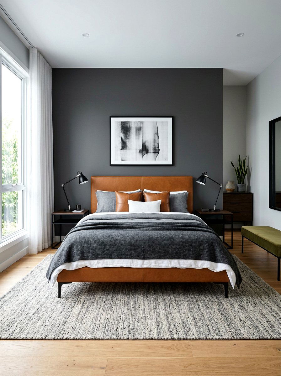 Caramel and charcoal grey bedroom - 30 warm caramel bedroom ideas