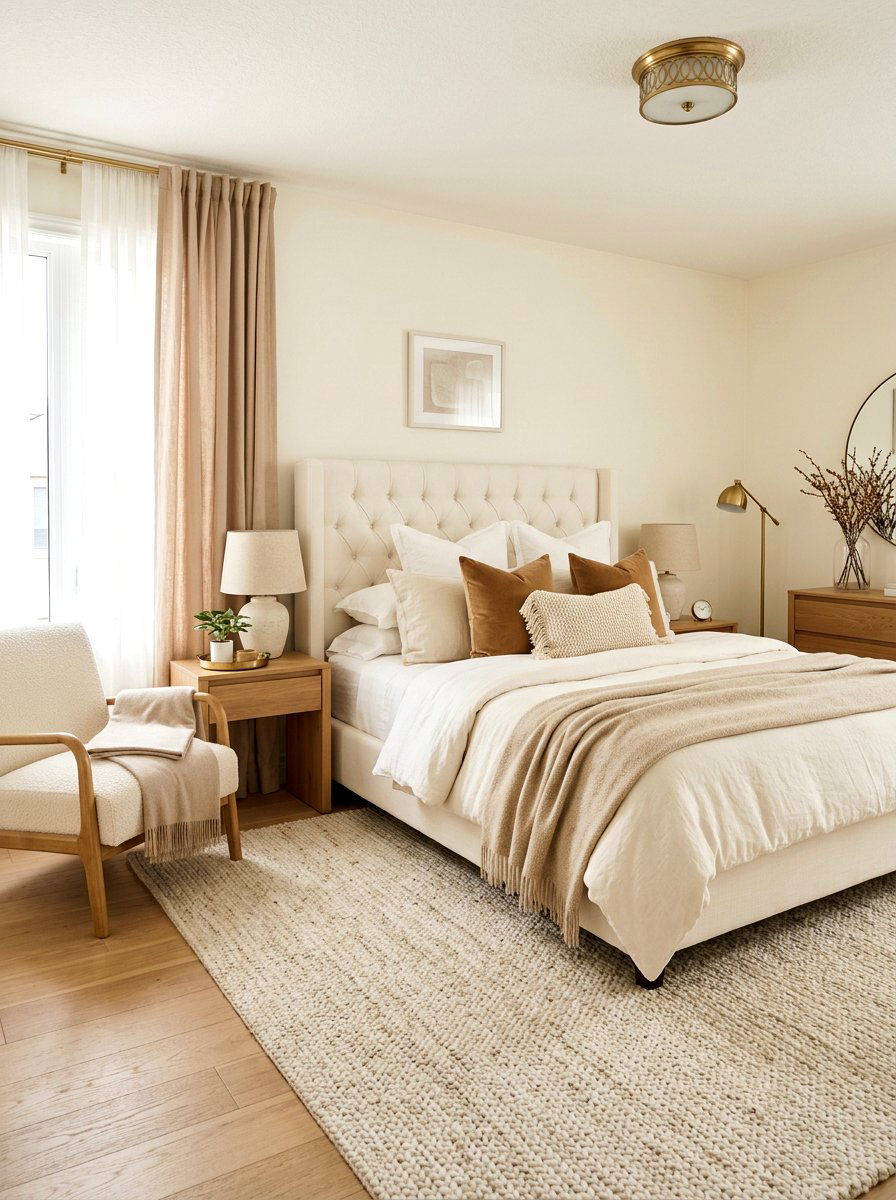 Caramel and cream layered bedroom - 30 warm caramel bedroom ideas