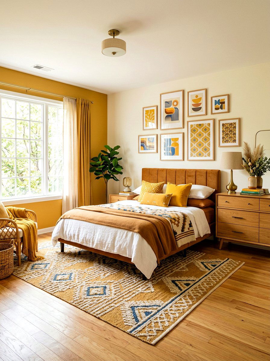 Caramel and mustard yellow bedroom - 30 warm caramel bedroom ideas