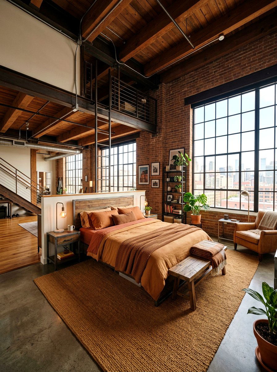 Caramel loft style bedroom - 30 warm caramel bedroom ideas