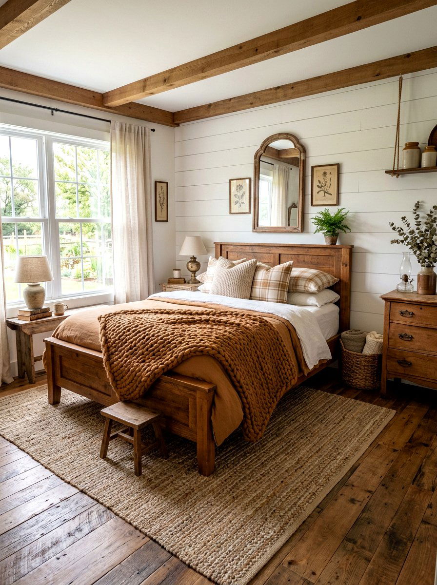 Caramel rustic farmhouse bedroom - 30 warm caramel bedroom ideas