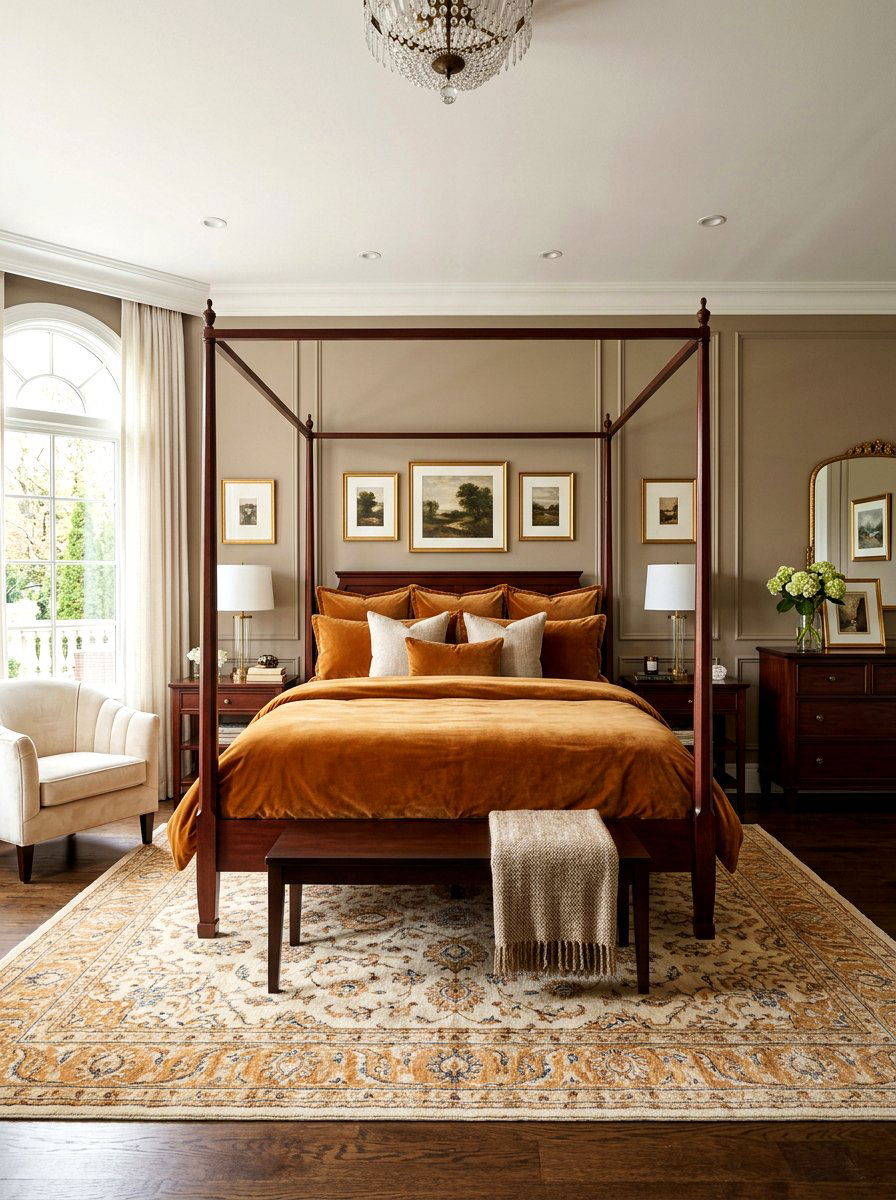 Caramel velvet bedding - 30 warm caramel bedroom ideas