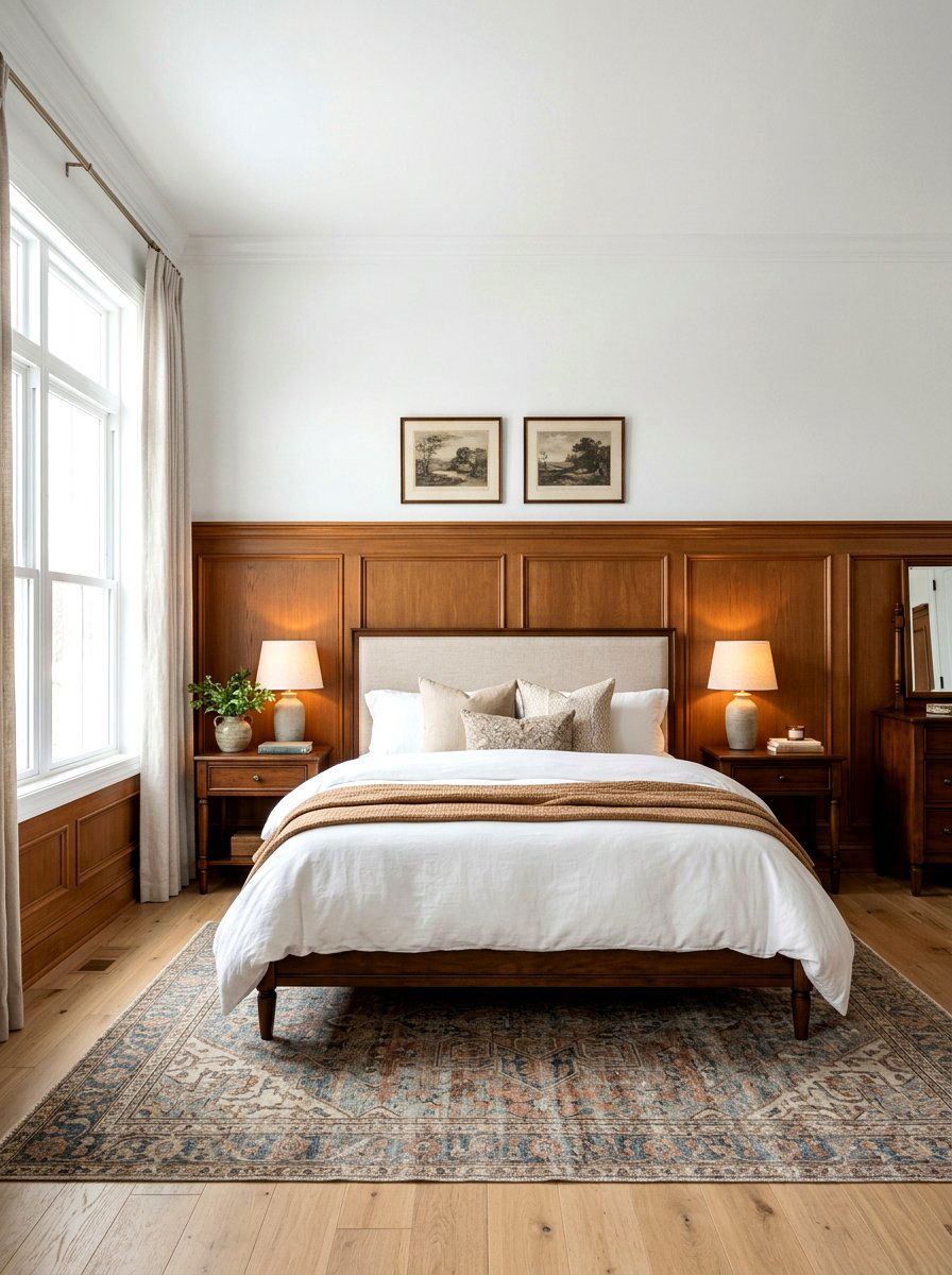 Caramel wainscoting bedroom wall - 30 warm caramel bedroom ideas