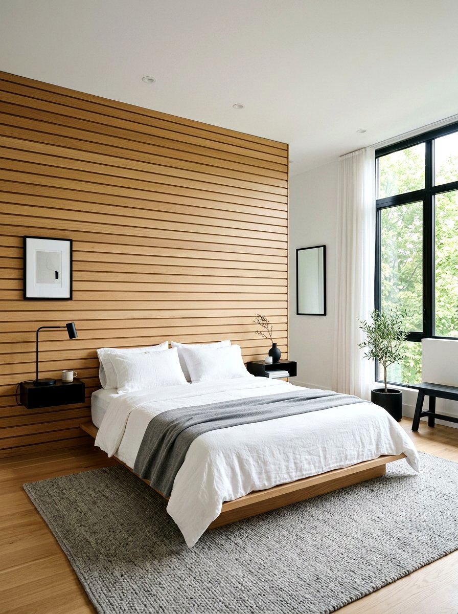 Caramel wood panel wall bedroom - 30 warm caramel bedroom ideas