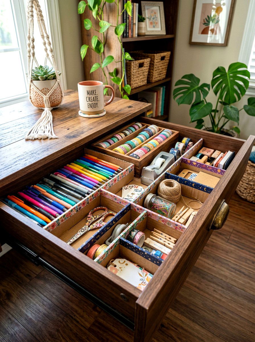 Cardboard DIY Drawer Dividers - 30 desk drawer organization ideas