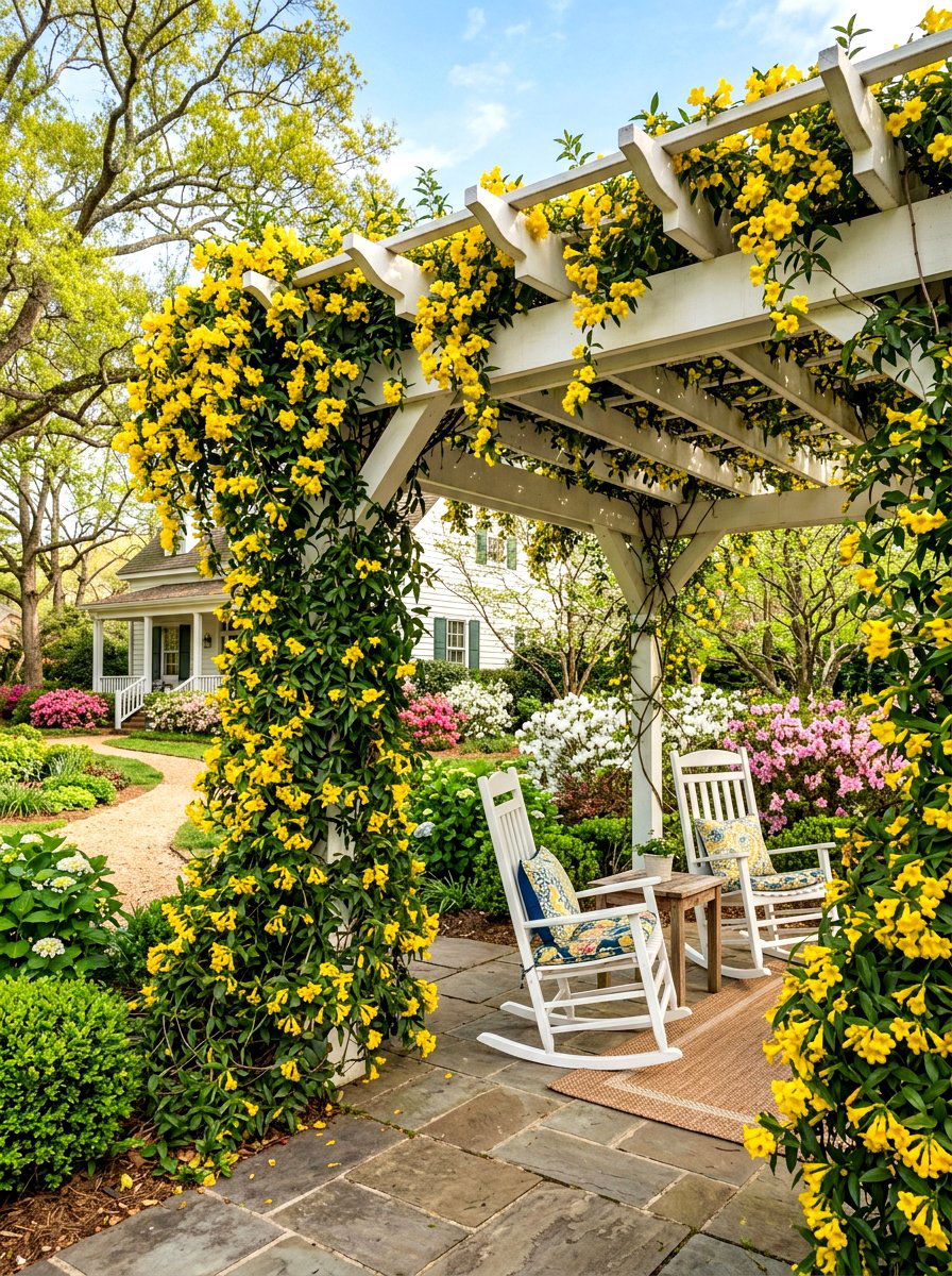 Carolina Jessamine Pergola - 30 pergola plant ideas