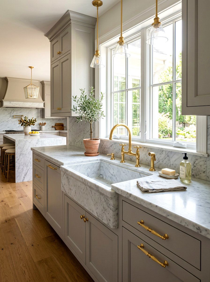 Carrara Marble Apron Sink - 30 apron sink kitchen ideas