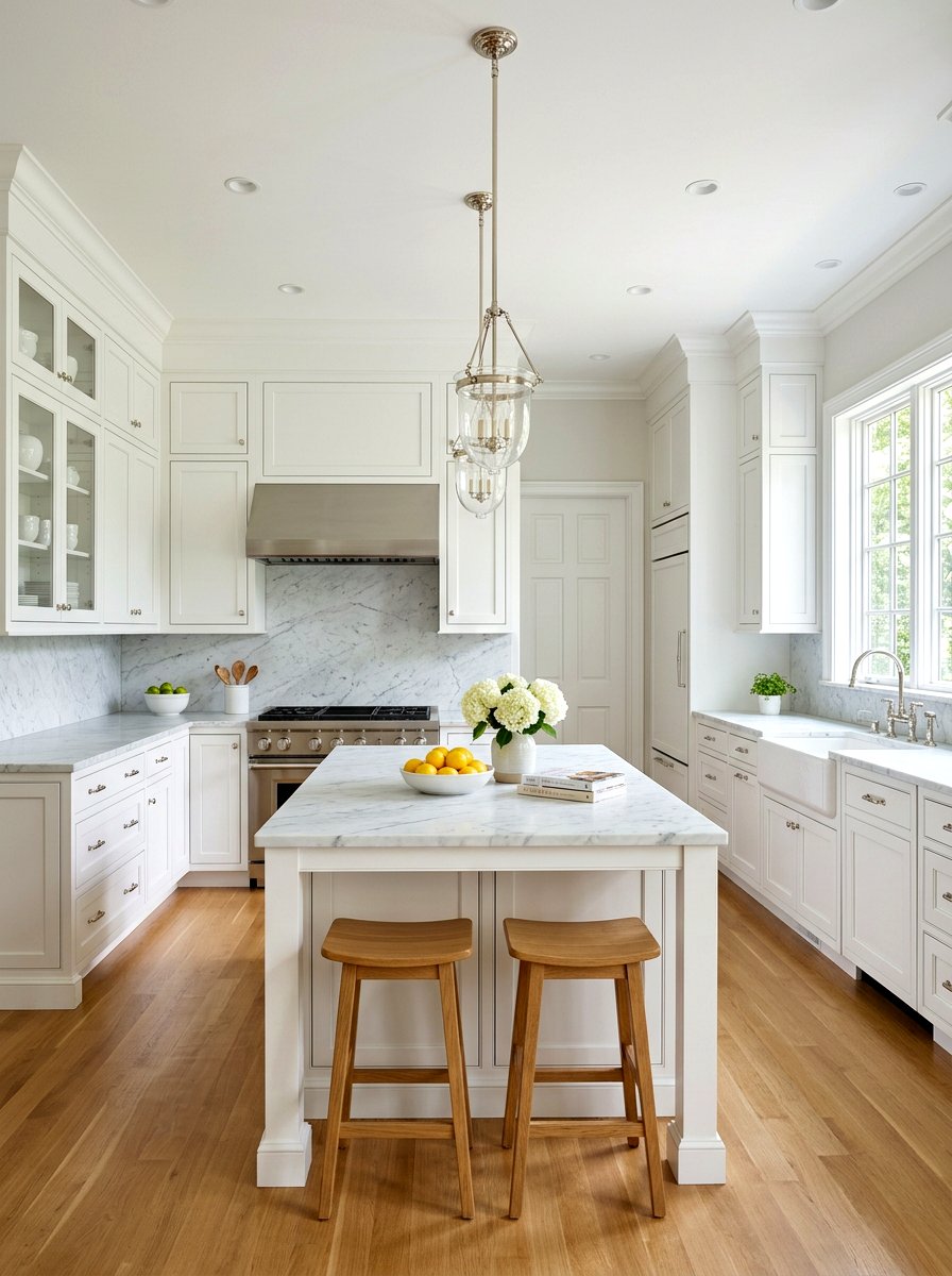 Carrara Marble Slab Backsplash - 30 full slab stone wall kitchen ideas