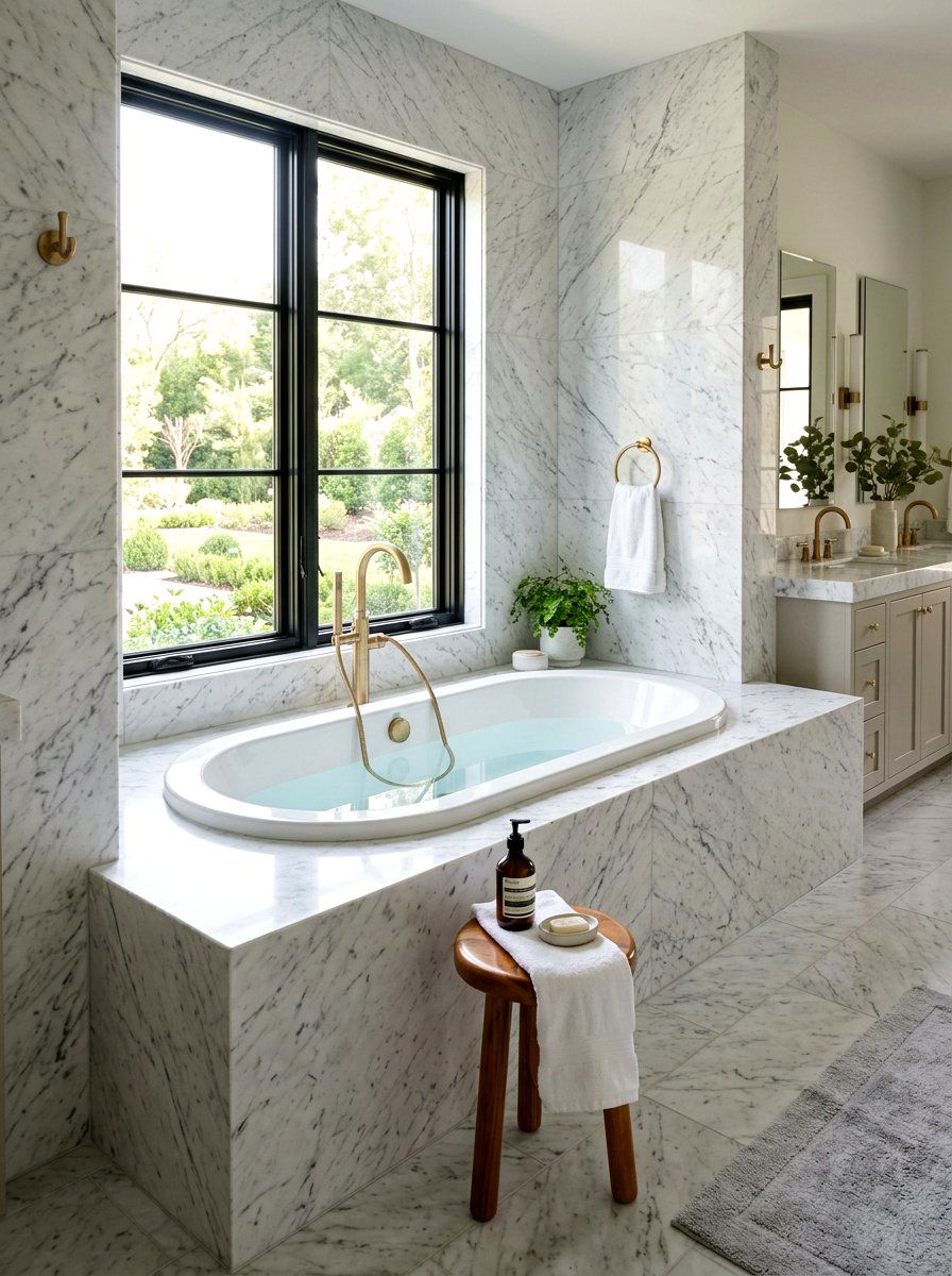 Carrara marble slab - 30 tub surround ideas