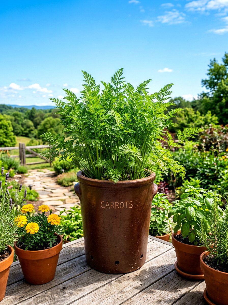 Carrot Deep Pot - 30 vegetable container garden ideas