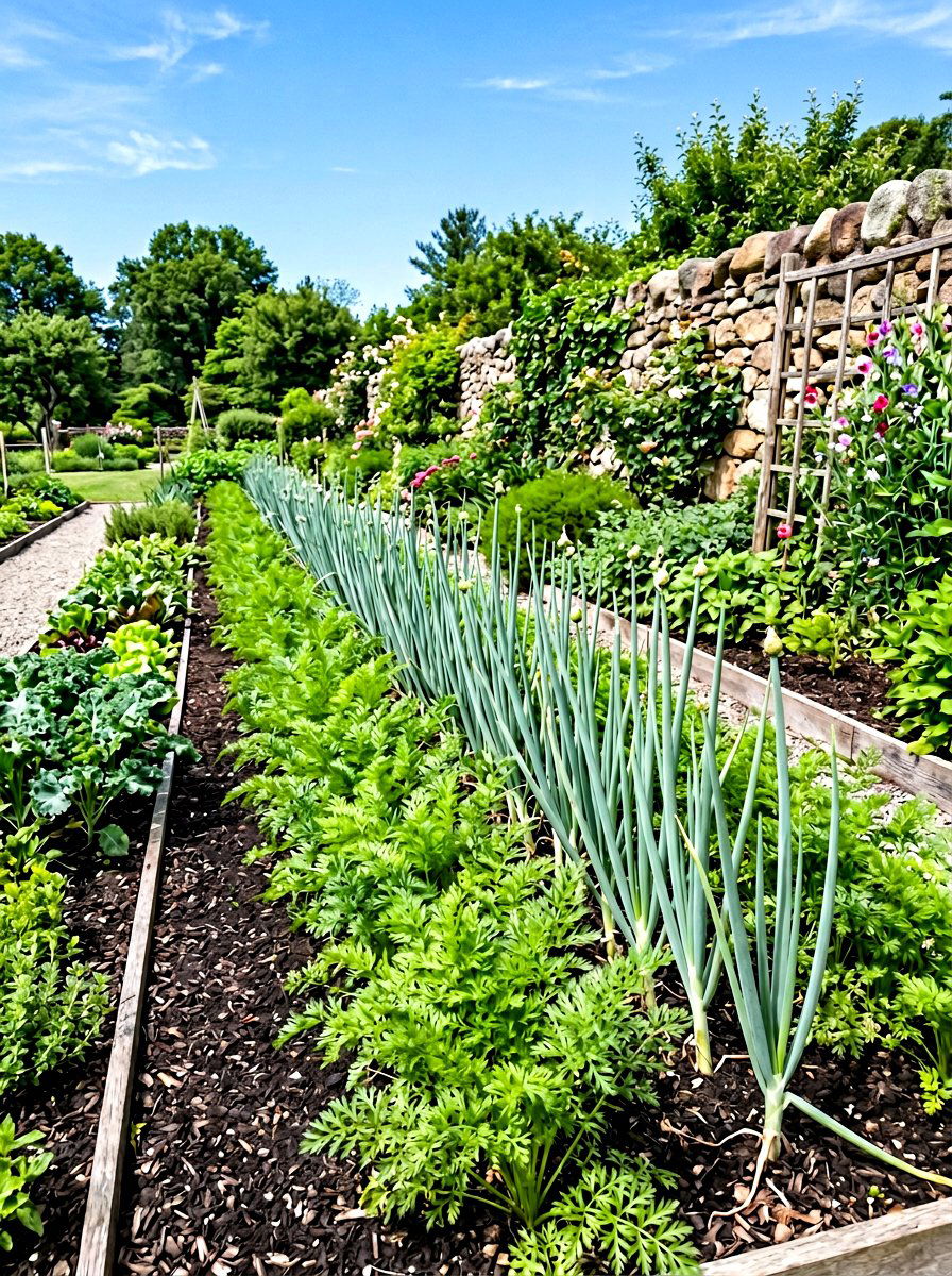 Carrot and onion garden layout - 30 vegetable garden companion planting ideas