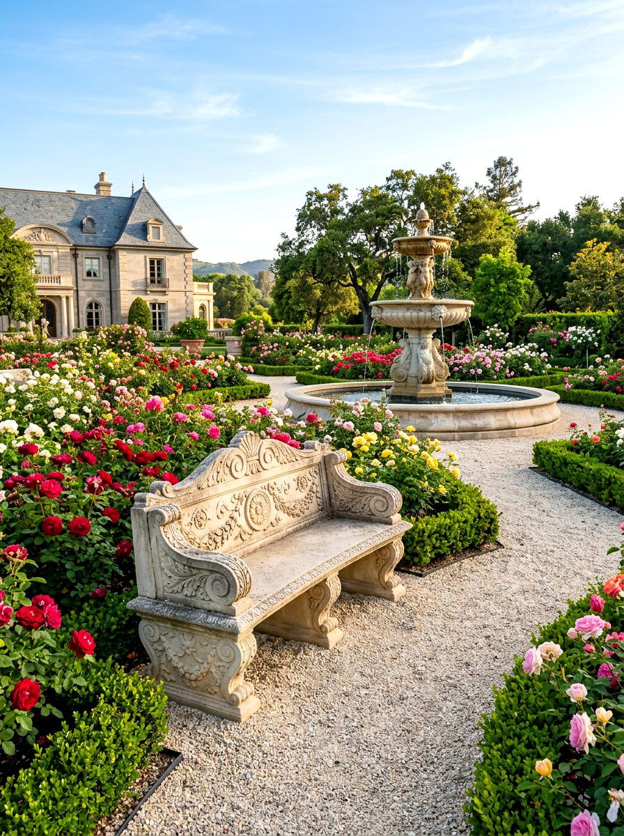 Carved Limestone Bench - 30 stone bench garden ideas