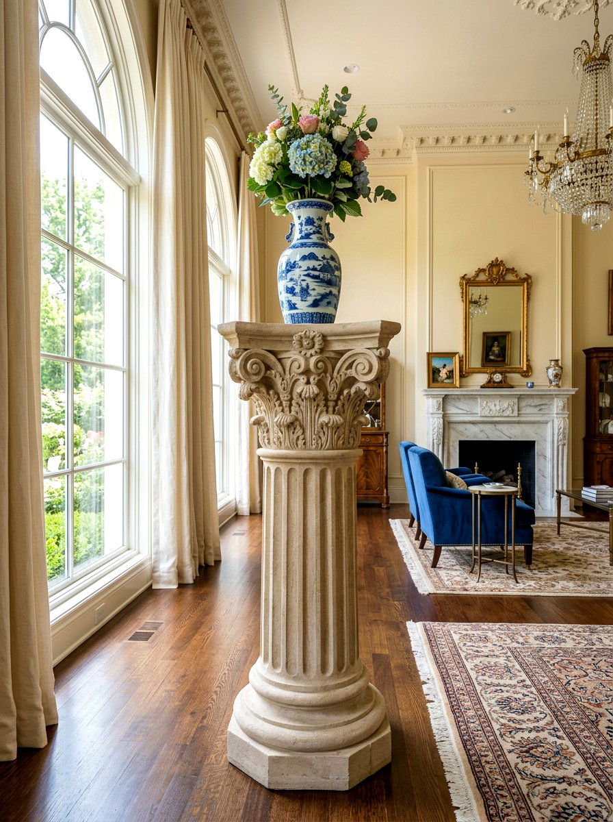 Carved Stone Pedestal Architectural - 30 stone pedestal decor ideas