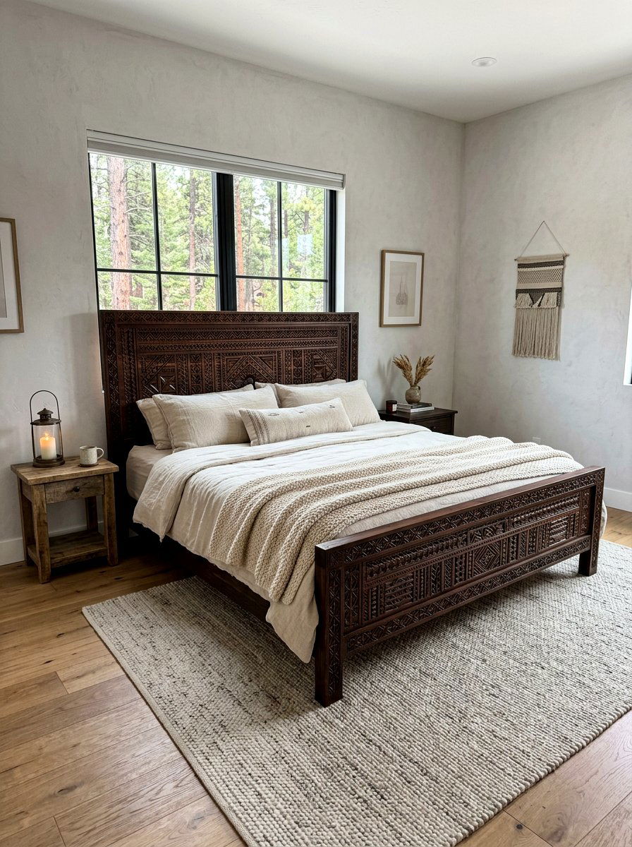 Carved Wood Bed - 30 Moroccan bedroom ideas