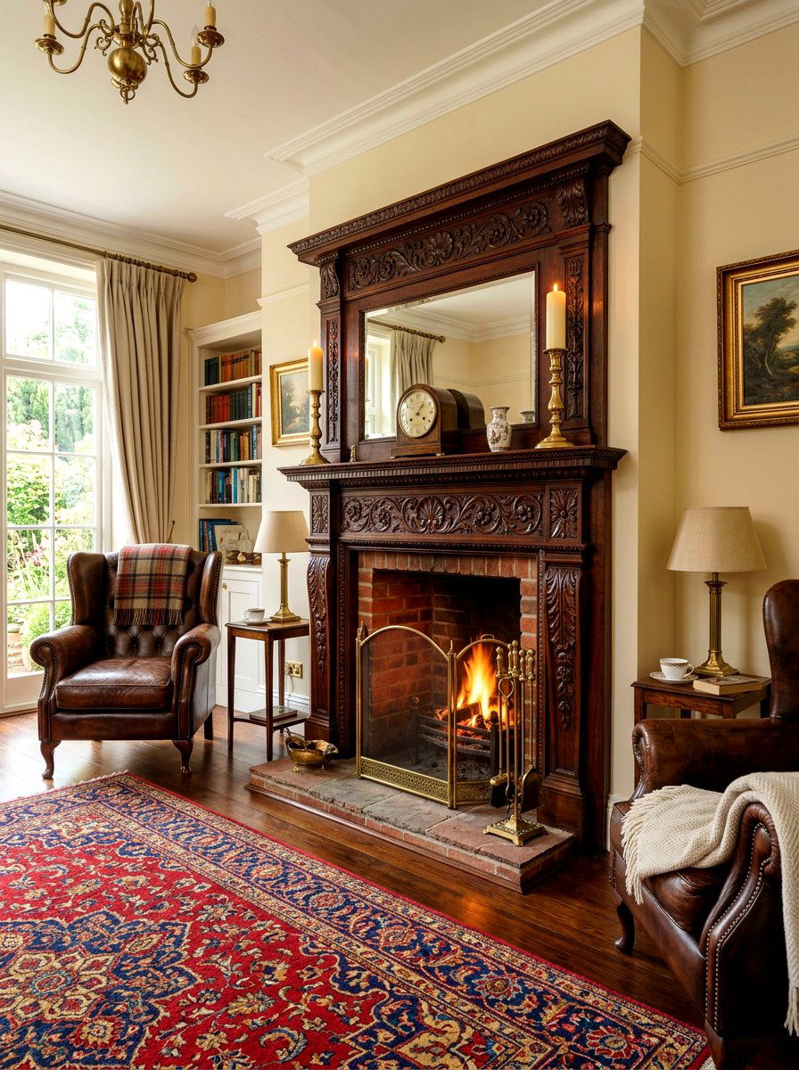 Carved Wood Mantel - 30 traditional fireplace mantel ideas