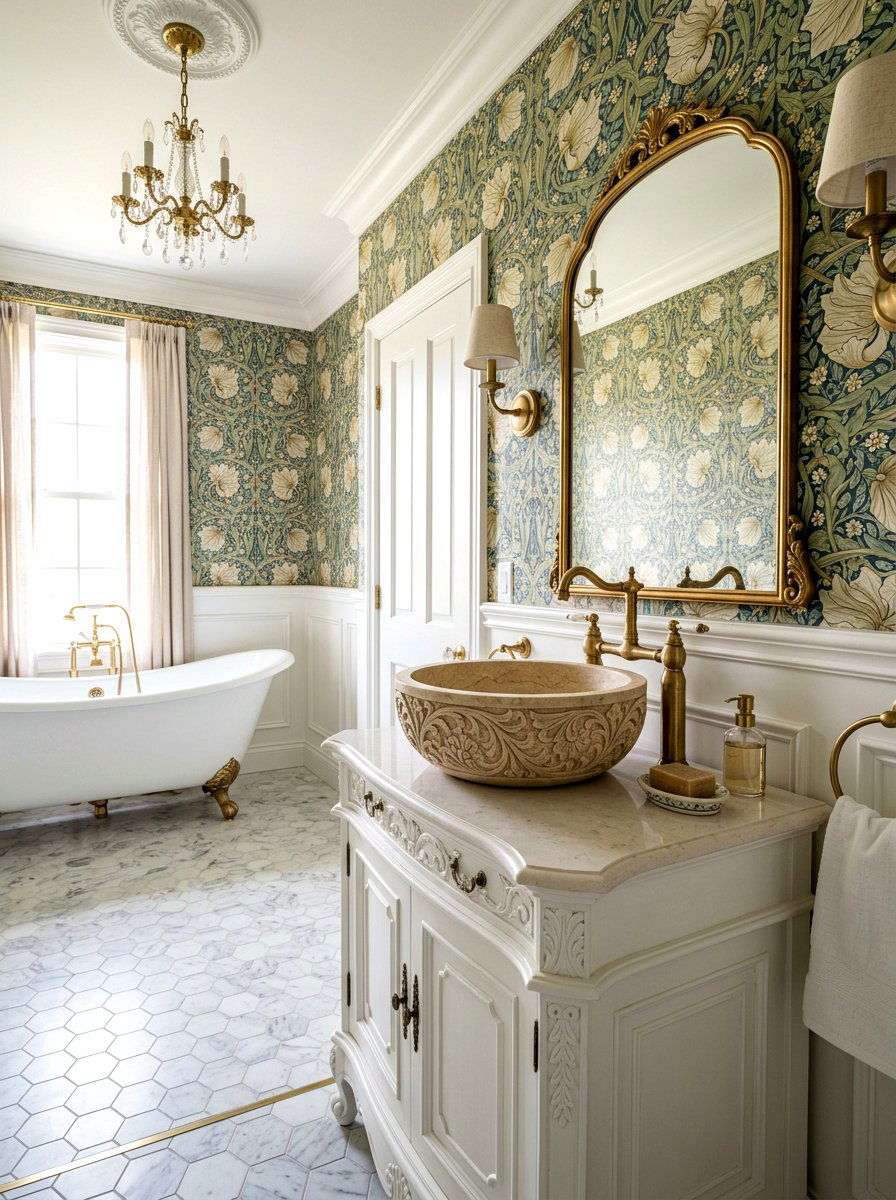 Carved floral stone sink - 30 statement stone sink ideas