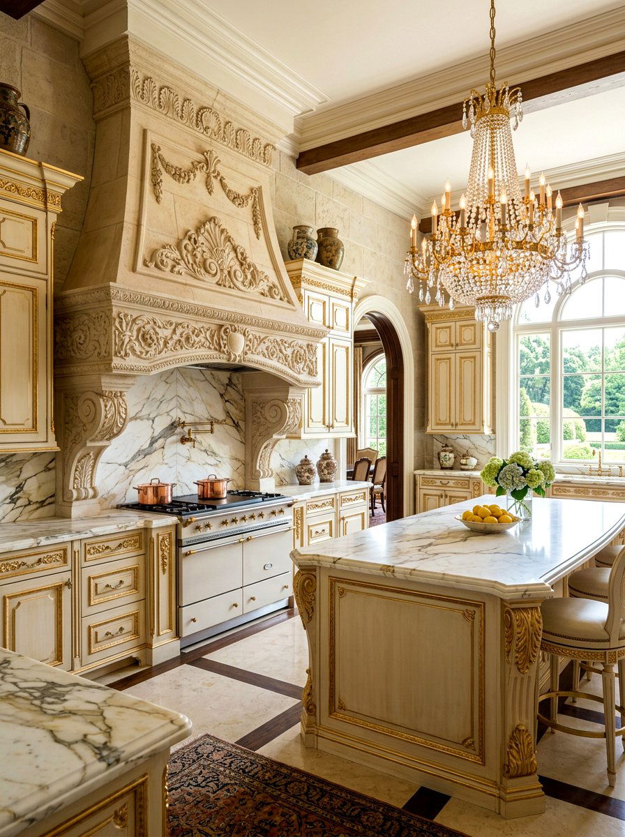 Carved stone hood - 30 stone hood kitchen ideas