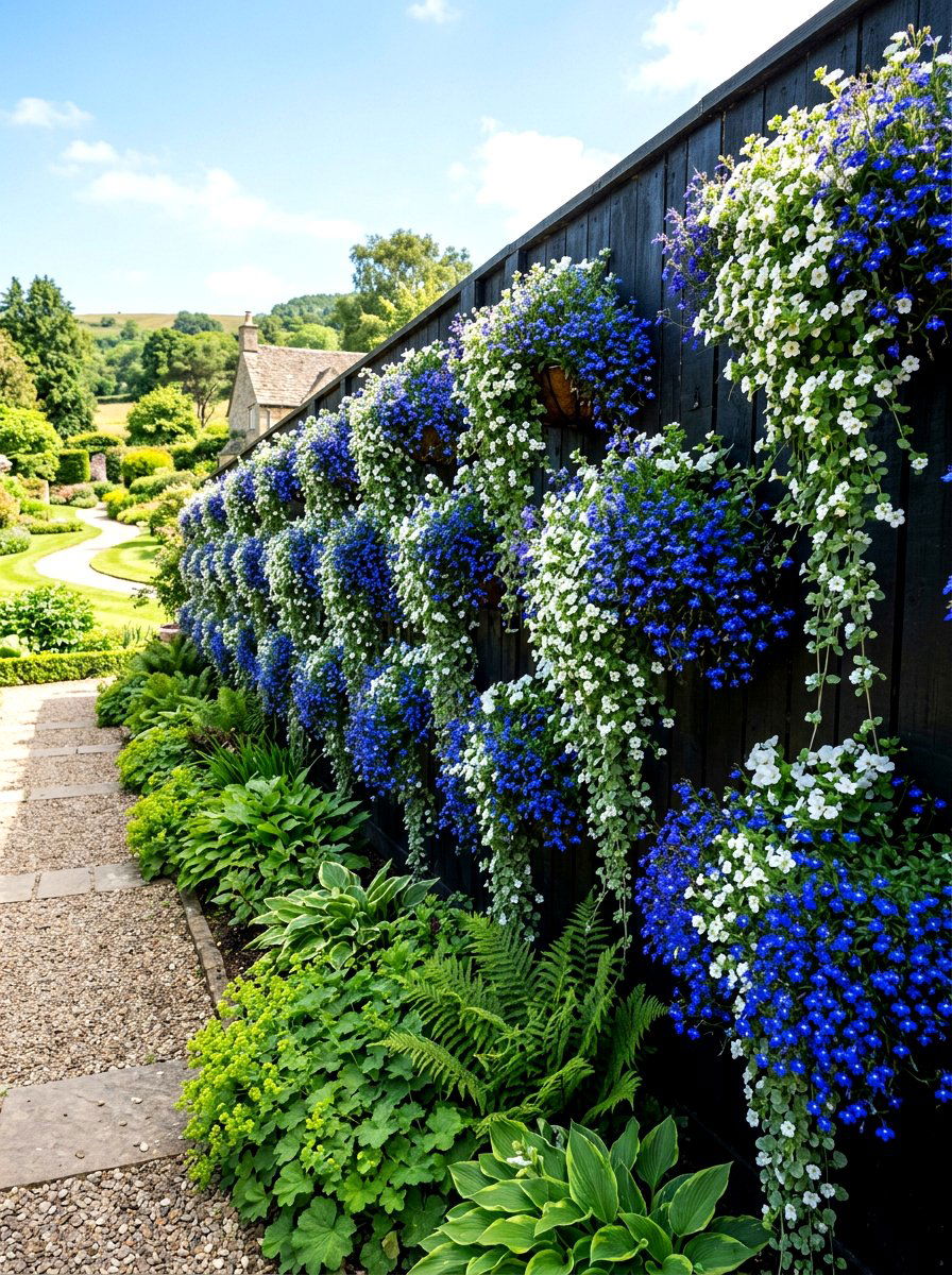 Cascading Flower Fence Wall - 30 fence vertical garden ideas