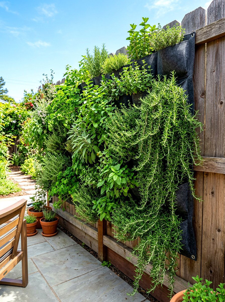 Cascading Herb Garden Wall - 30 tiered herb planter ideas
