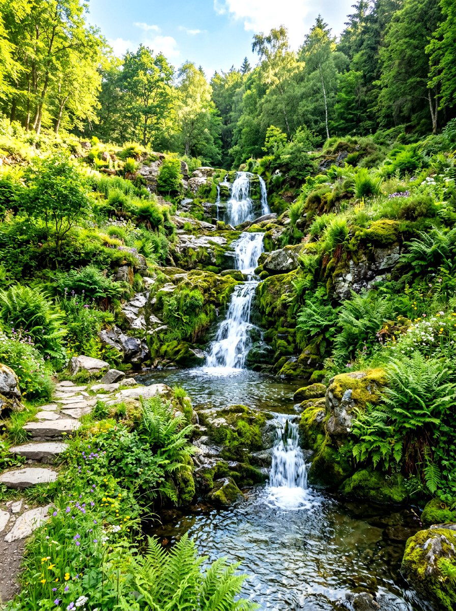 Cascading Hillside Waterfall - 30 hillside landscaping ideas