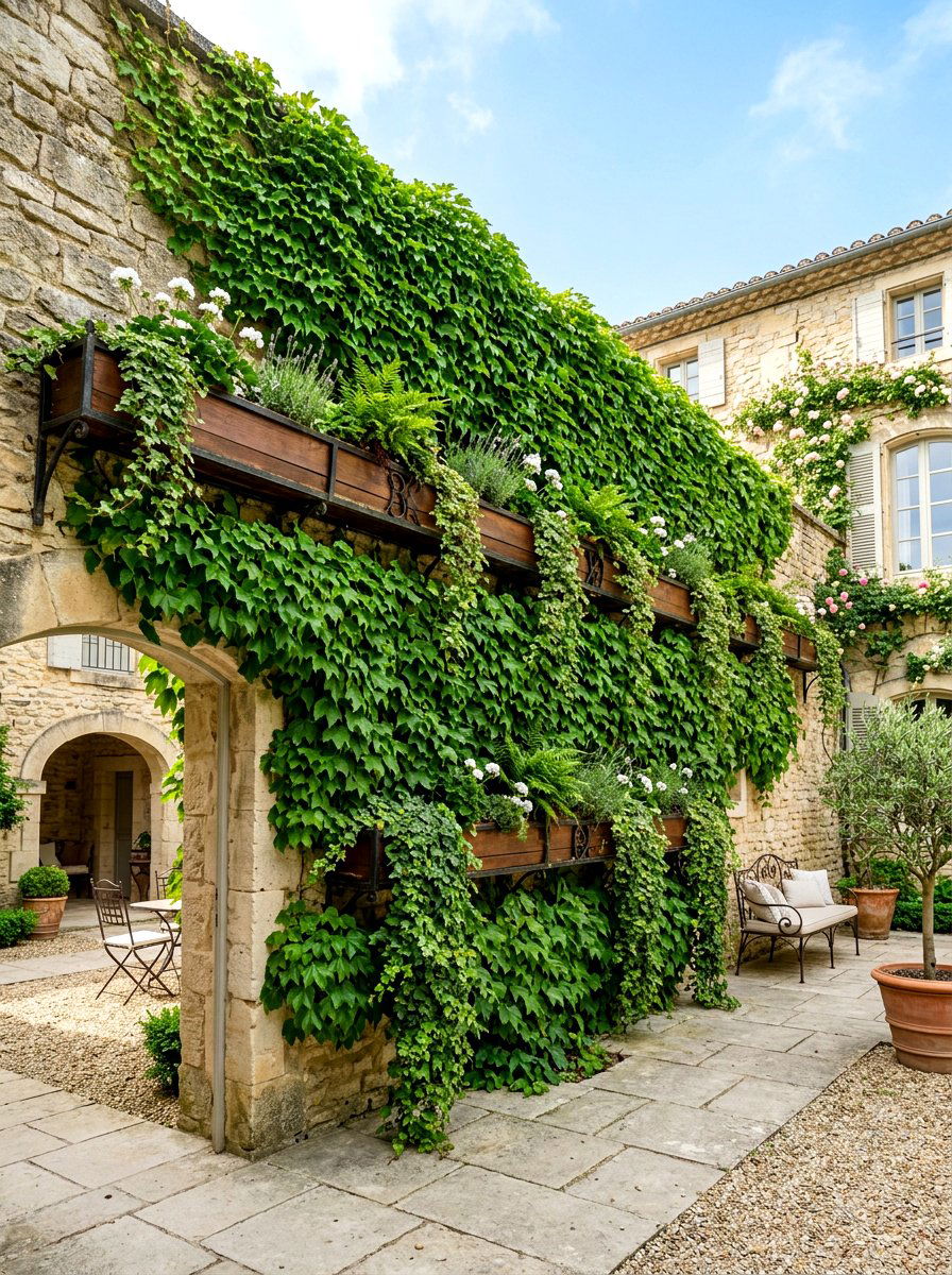 Cascading Ivy Wall - 30 privacy wall planter ideas