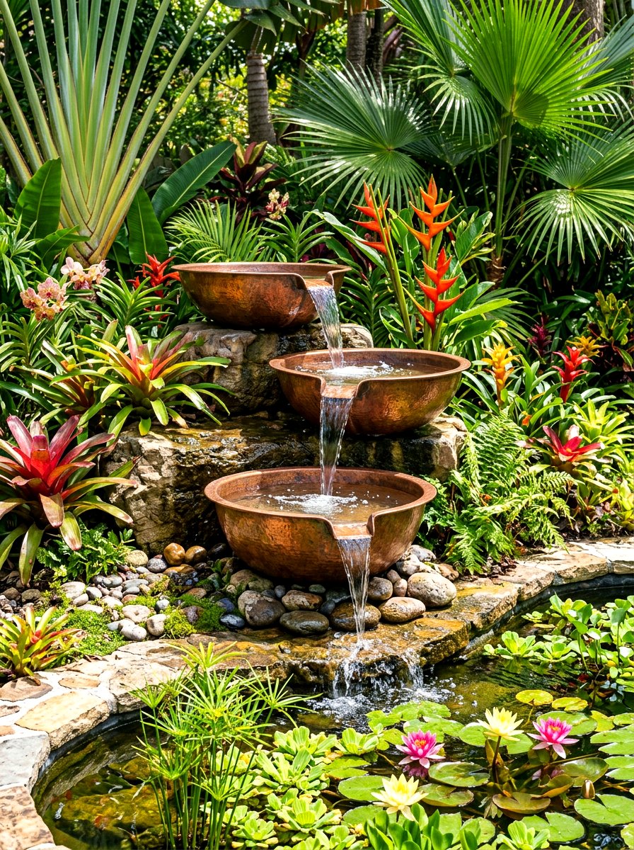 Cascading Spillway Bowl - 30 water feature landscaping ideas