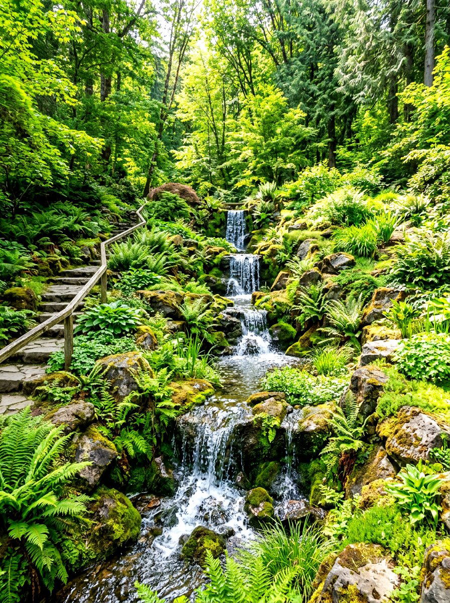 Cascading Waterfall Rock Garden - 30 slope garden ideas