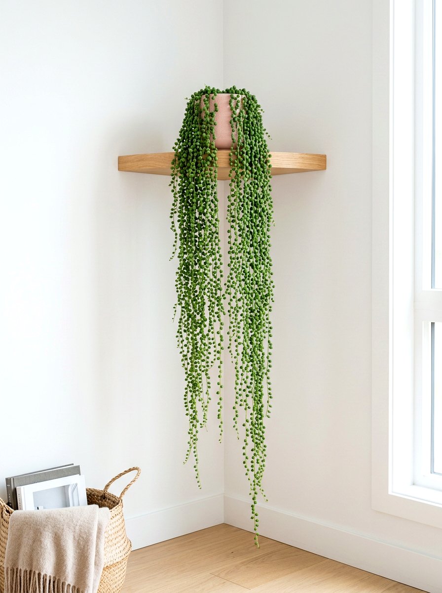 Cascading string of pearls - 30 office plant corner ideas