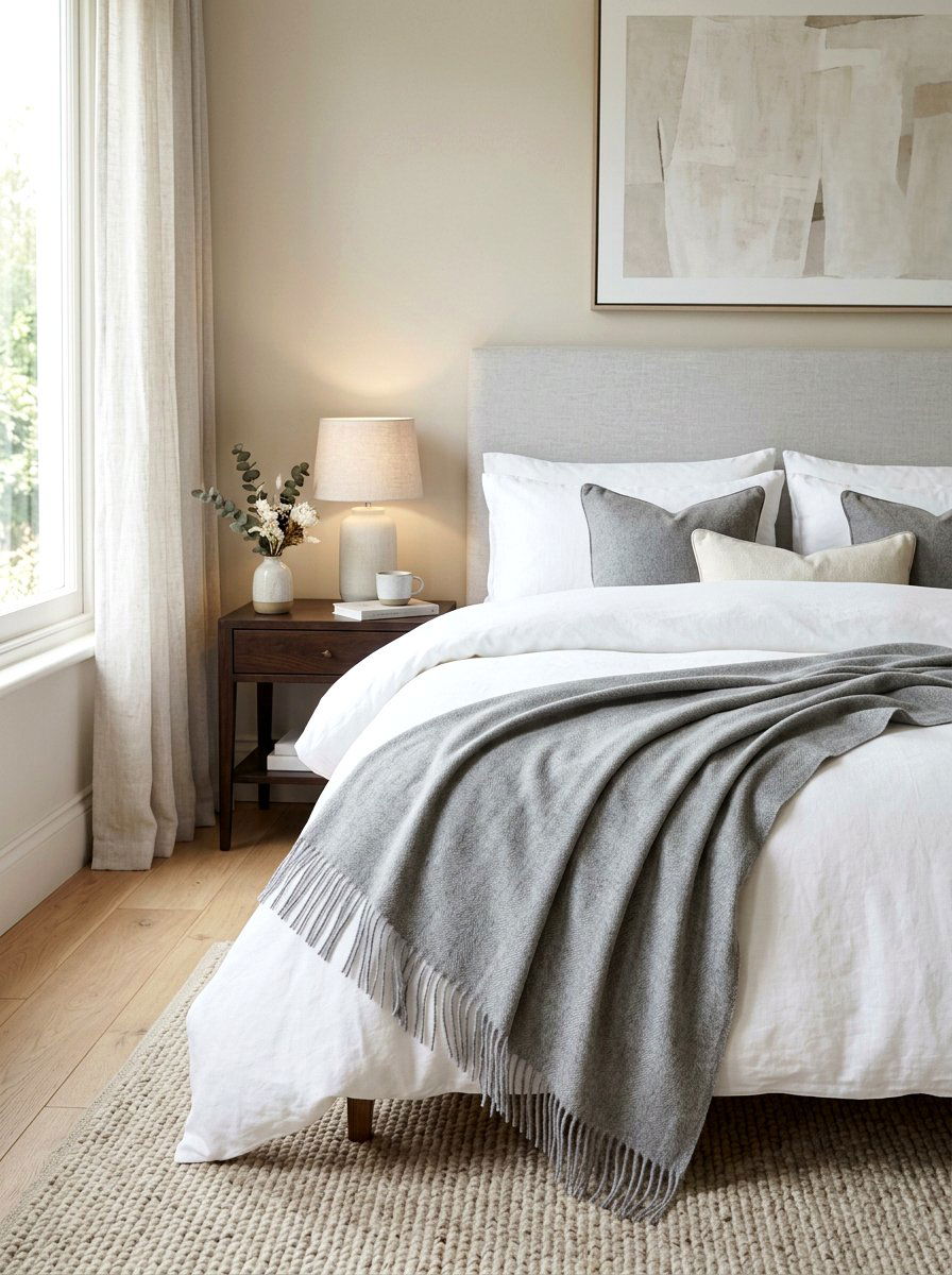 Cashmere throw blanket - 30 luxury bedscape ideas