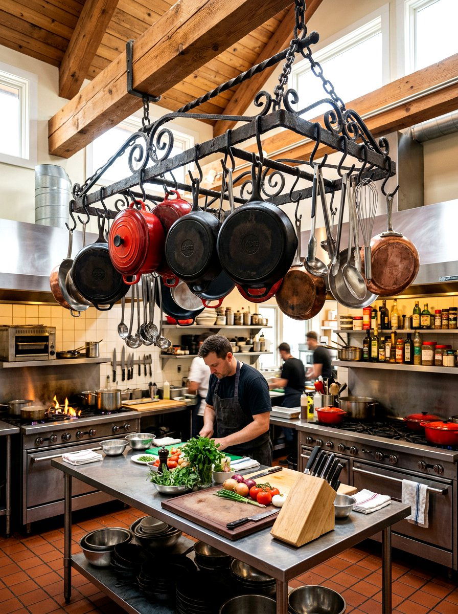 Cast Iron Pot Rack - 30 ceiling pot rack ideas