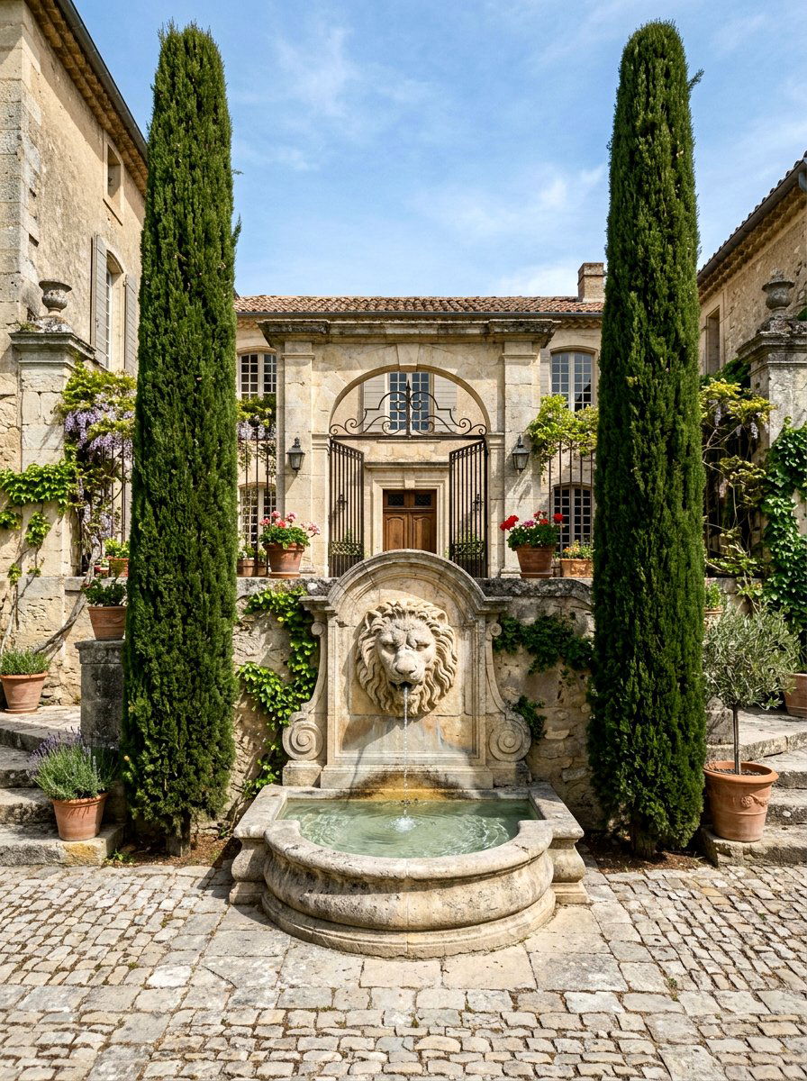 Cast Stone Lion Head - 30 entry fountain landscaping ideas