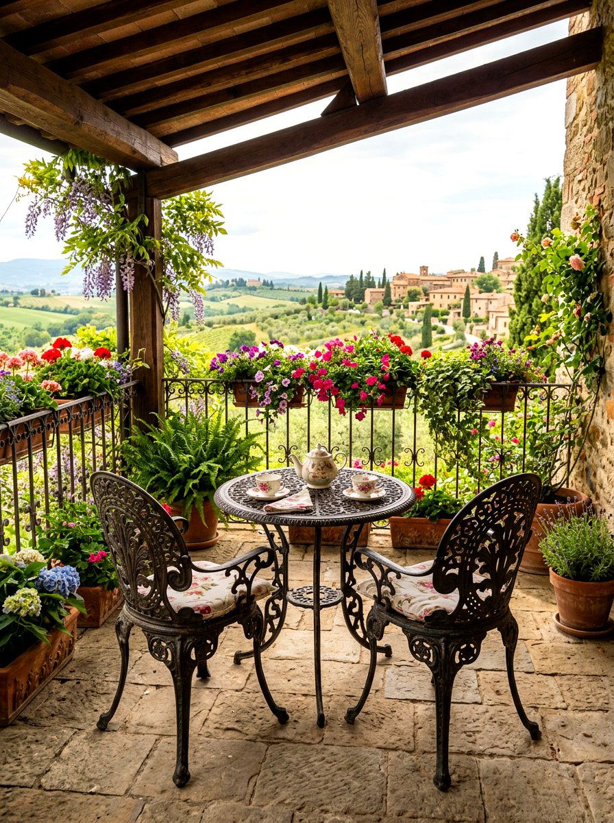 Cast iron bistro set - 30 veranda furniture ideas