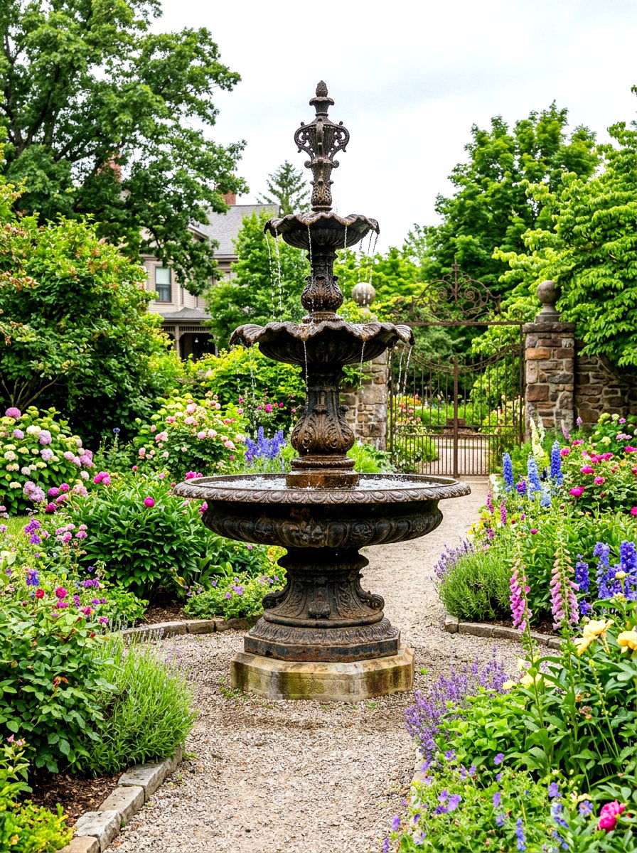 Cast iron fountain - 30 courtyard fountain ideas