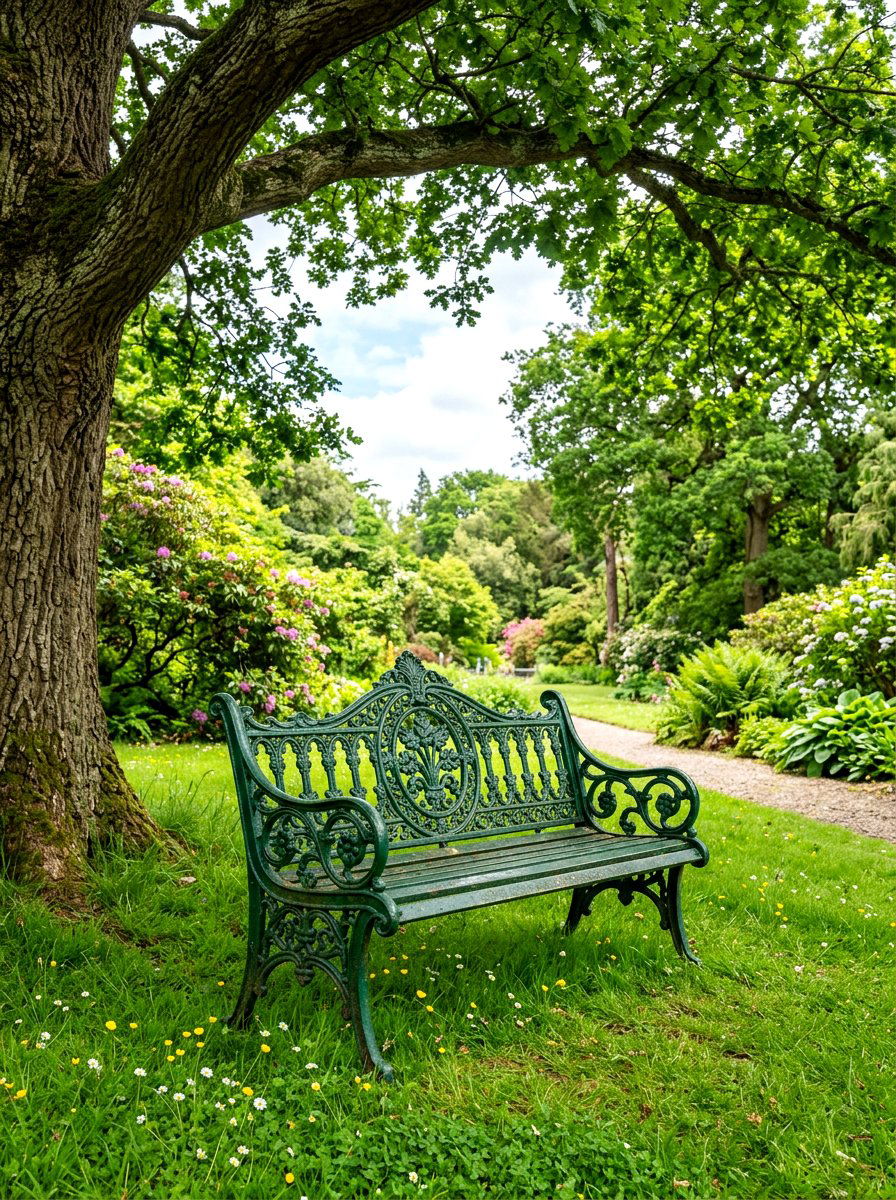 Cast iron garden benches - 30 vintage garden decor ideas