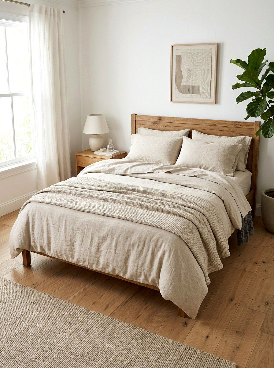 Casual natural linen bedding - 30 tailored bedding ideas