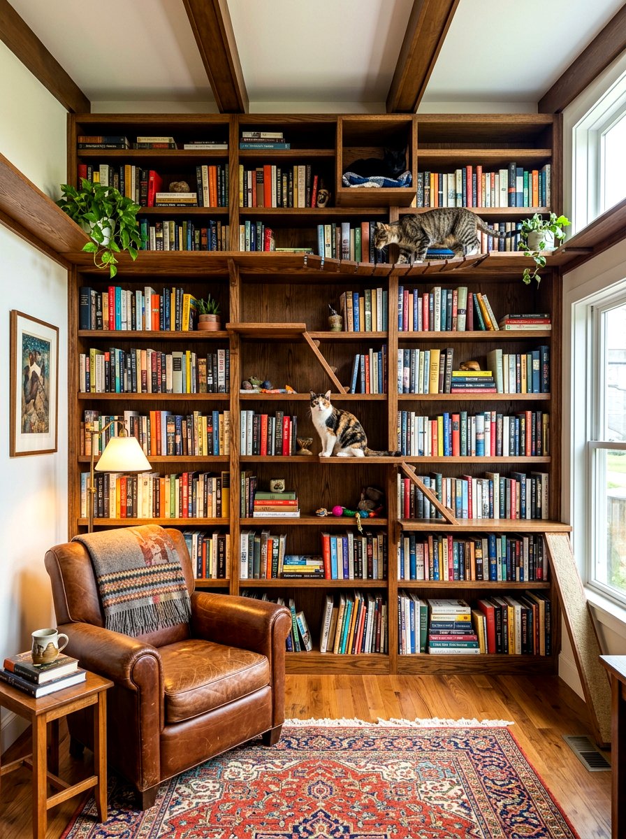 Cat Bookshelf Wall Path - 30 cat climbing wall aesthetic ideas