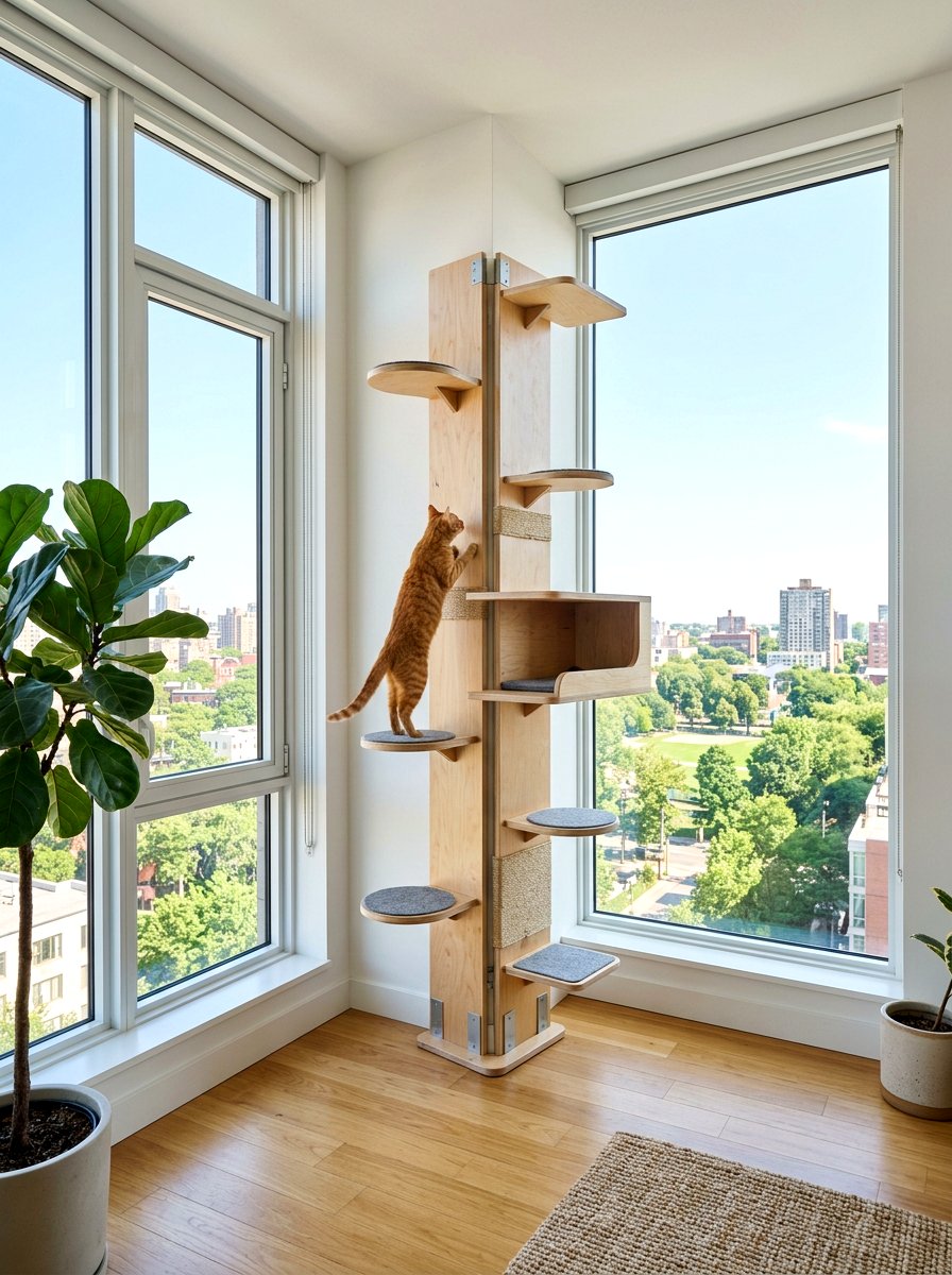 Cat Climbing Tower - 30 pet corner living room ideas