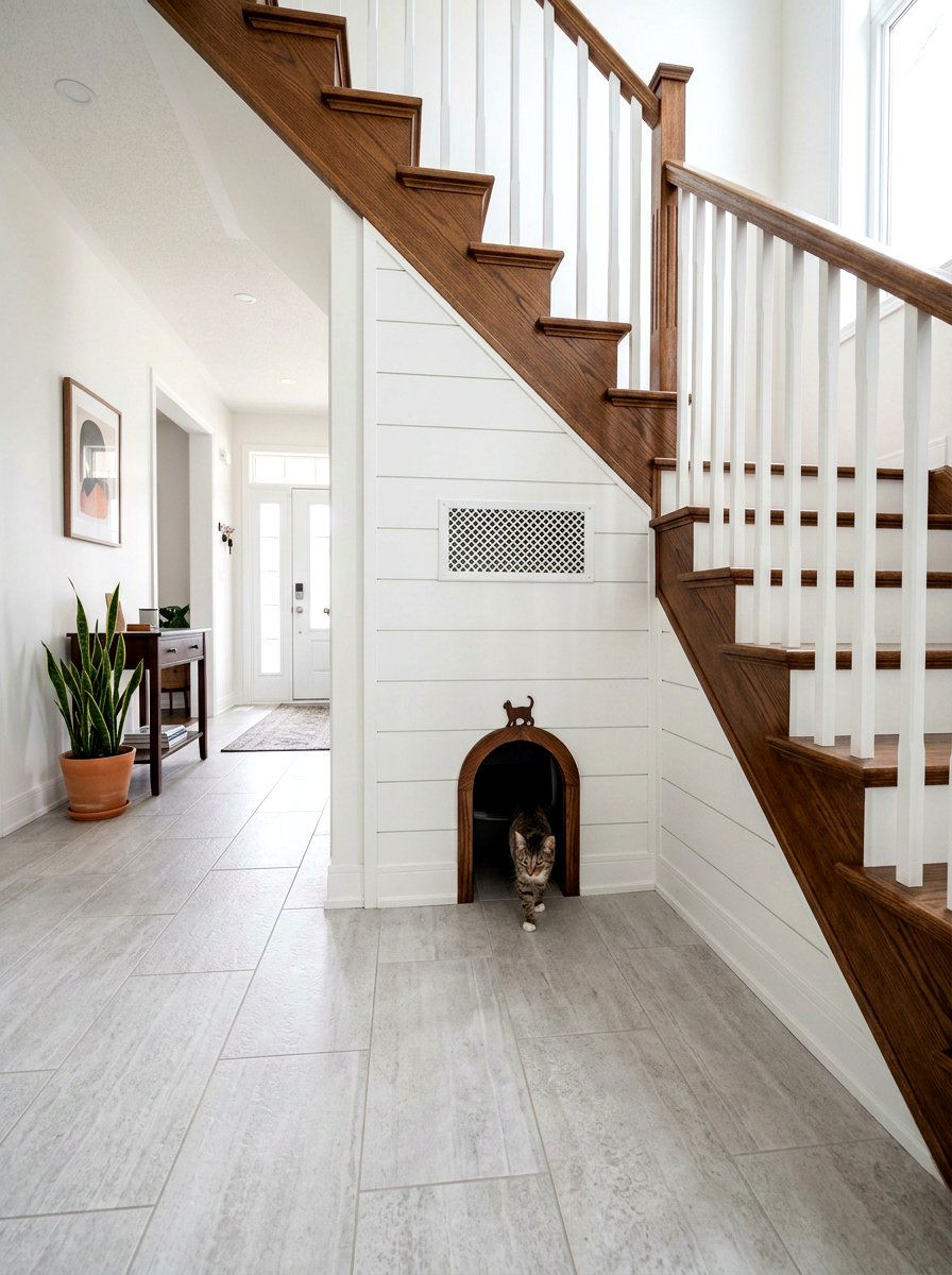 Cat Litter Box Enclosure - 30 under staircase pet nook ideas