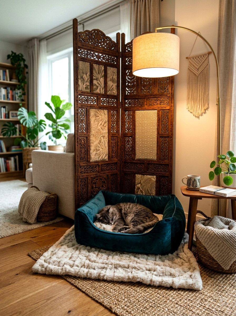 Cat Napping Corner With Soft Bedding - 30 cat room ideas