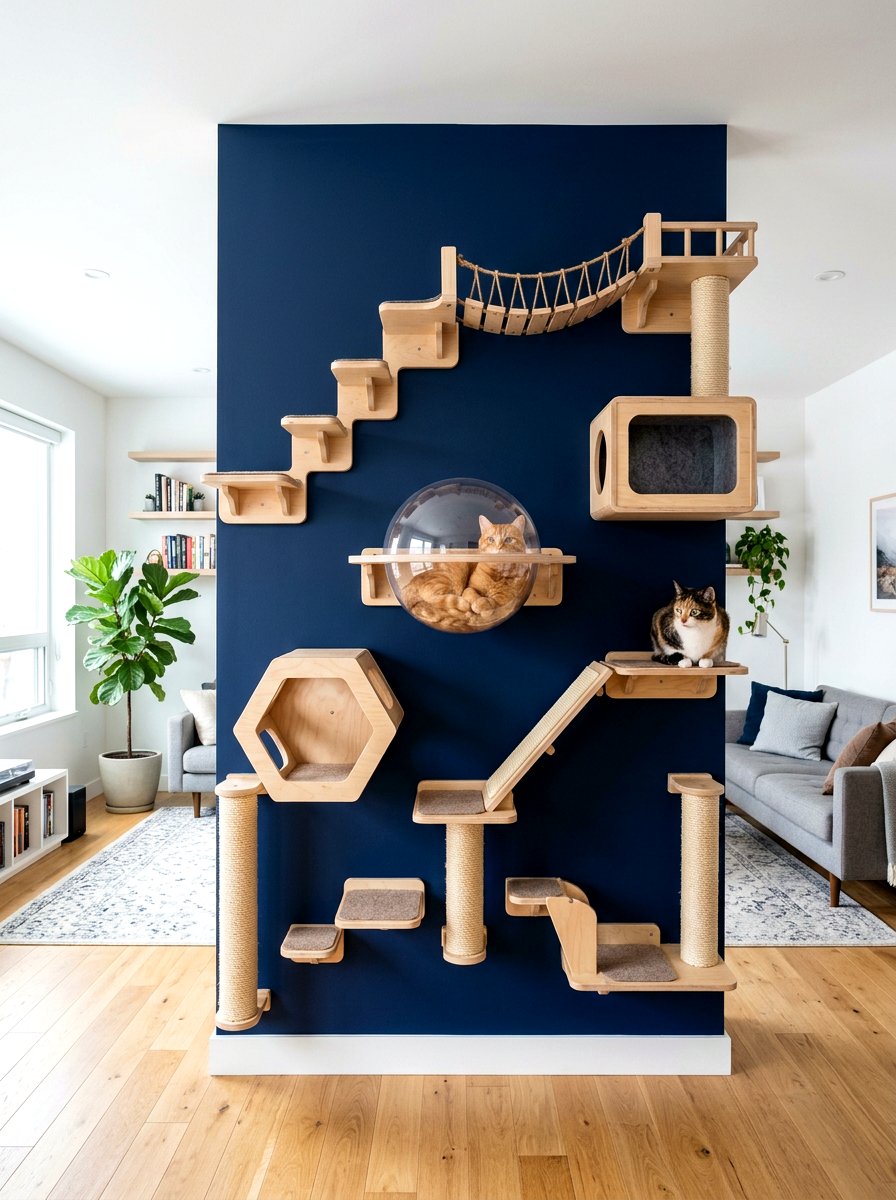 Cat Playground Wall - 30 pet corner living room ideas