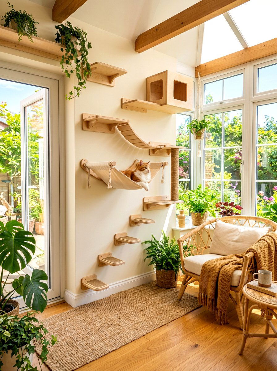 Cat Wall Furniture With Hammock Layout - 30 cat shelf wall ideas