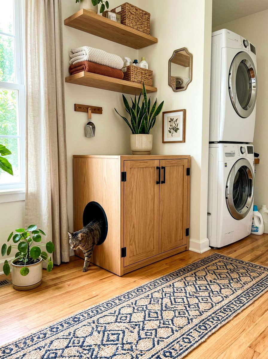 Cat litter box enclosure - 30 pet laundry room ideas