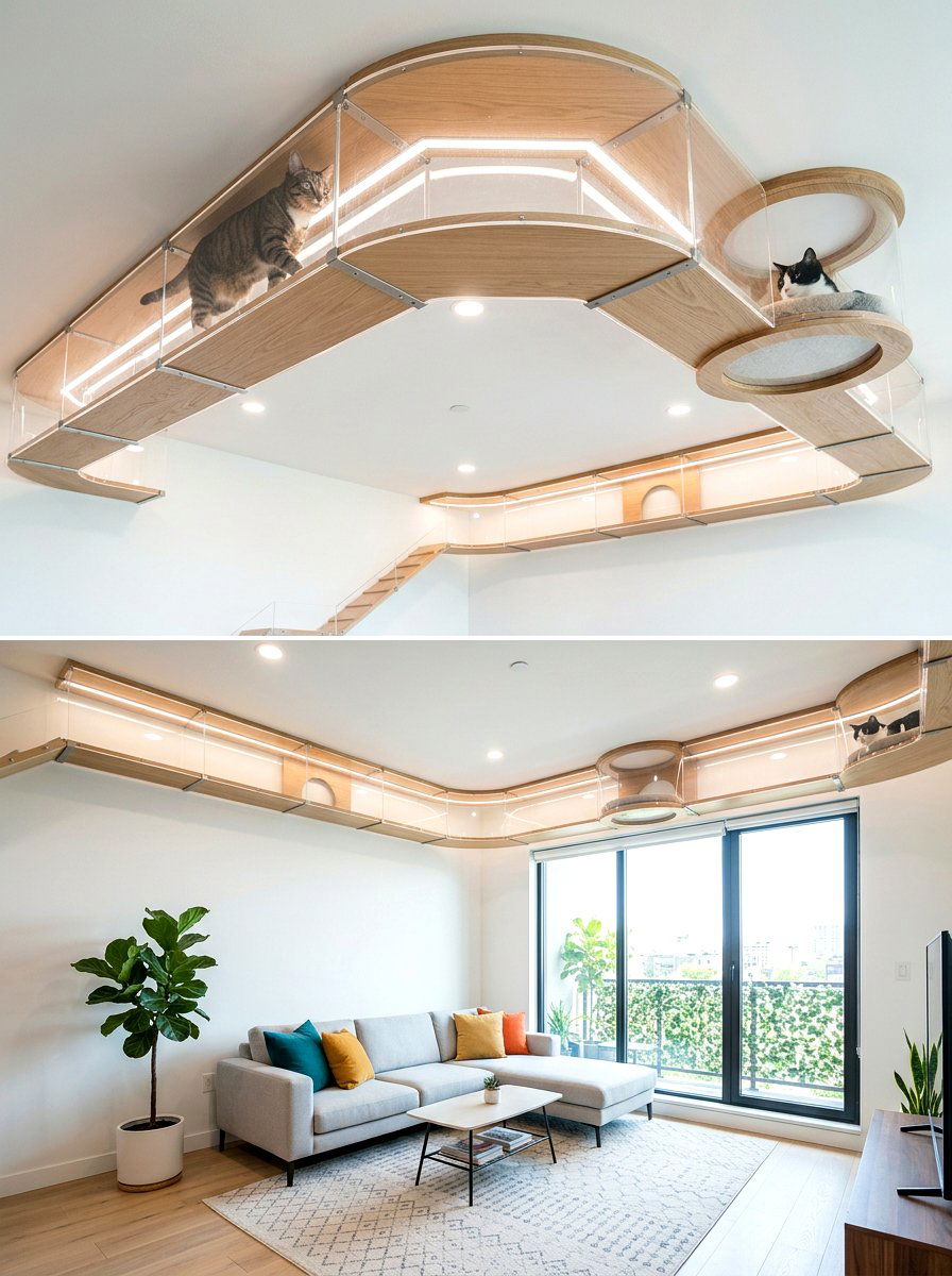 Cat wall walkway - 30 cat room aesthetic ideas