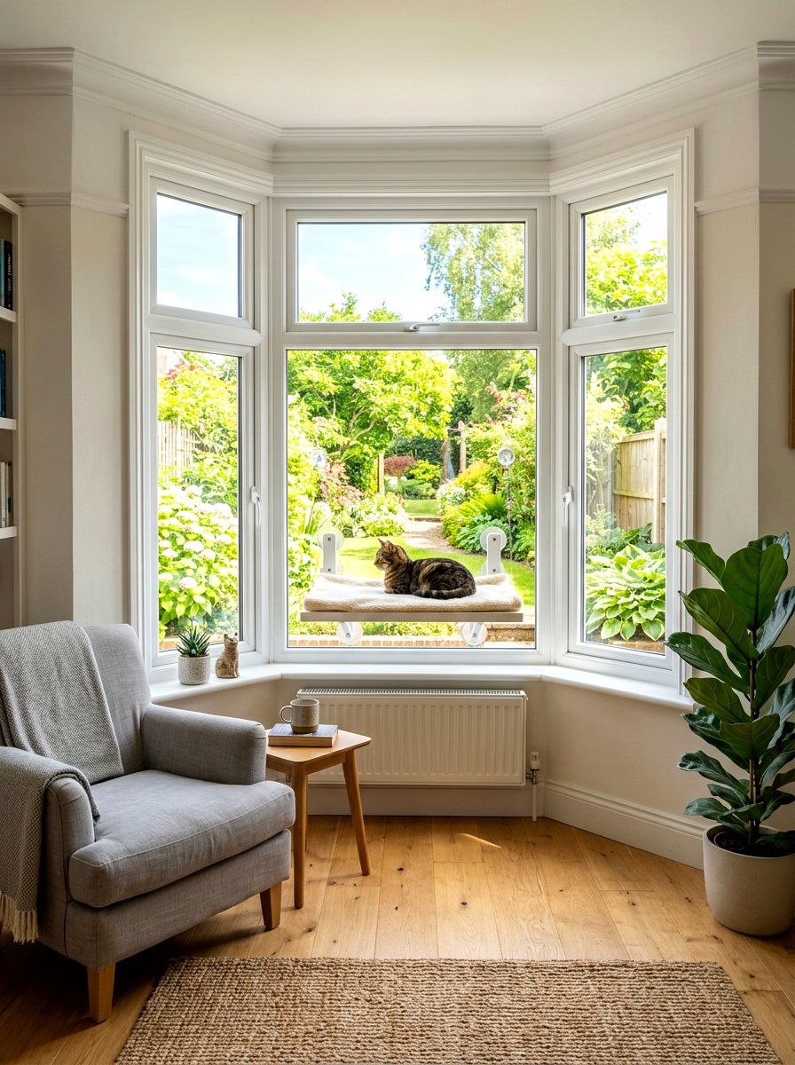 Cat window perch - 30 pet room ideas