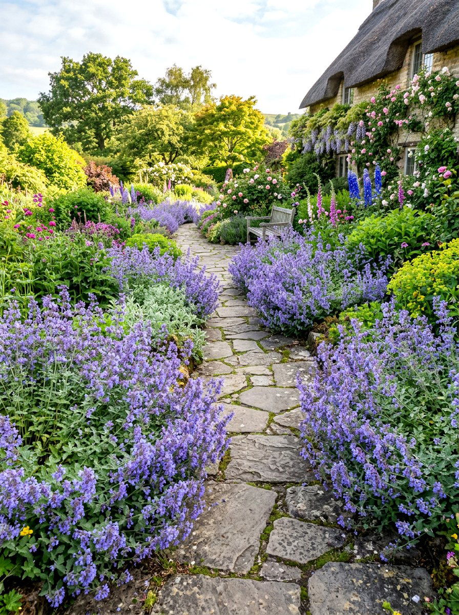 Catmint garden path - 30 bee garden border ideas