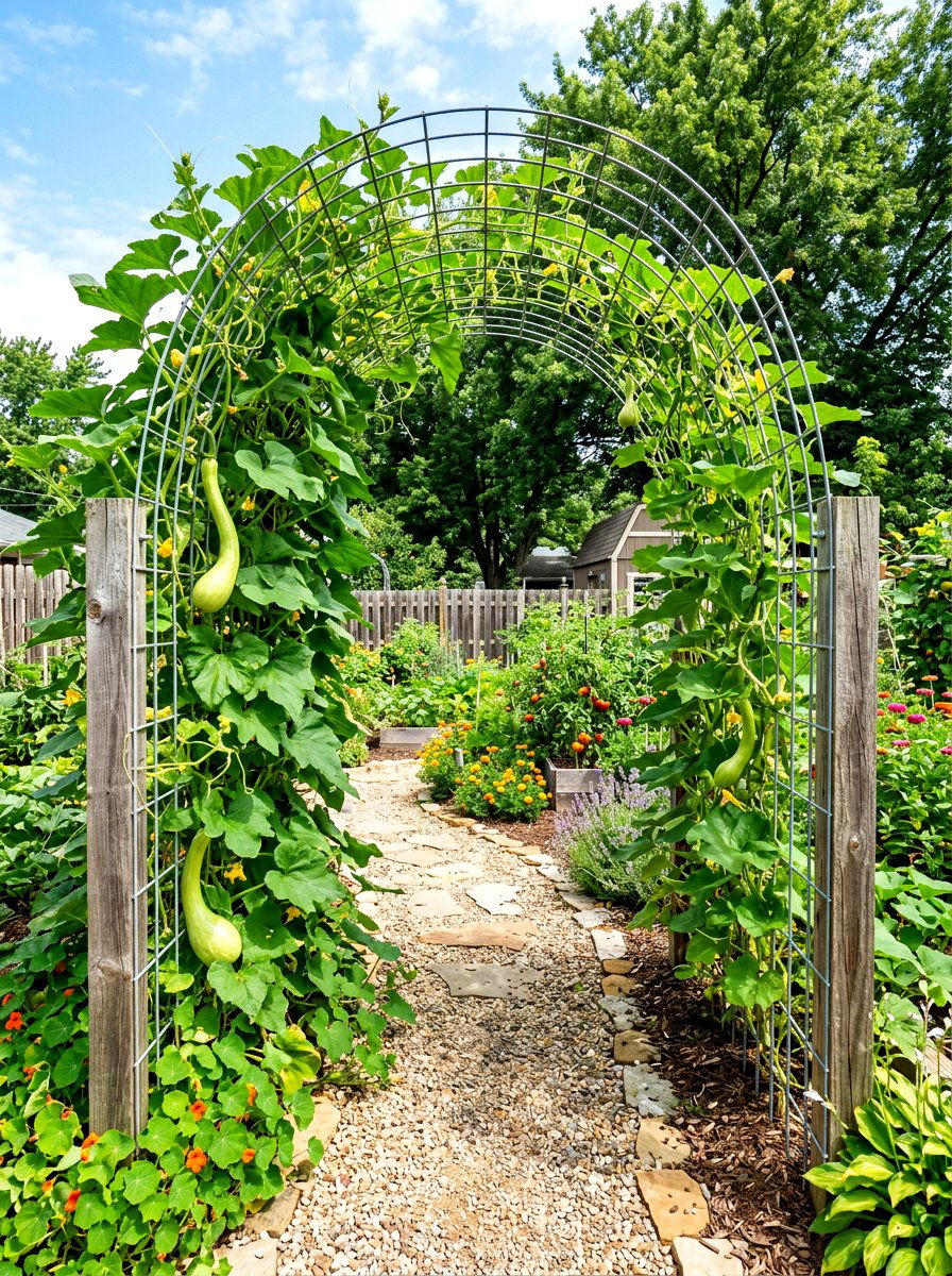 Cattle Panel Trellis - 30 vegetable garden layout ideas