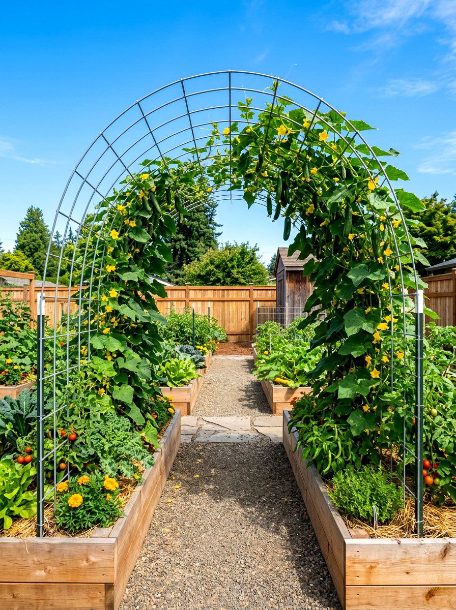 Cattle Panel Trellis Fence - 30 raised bed fence ideas