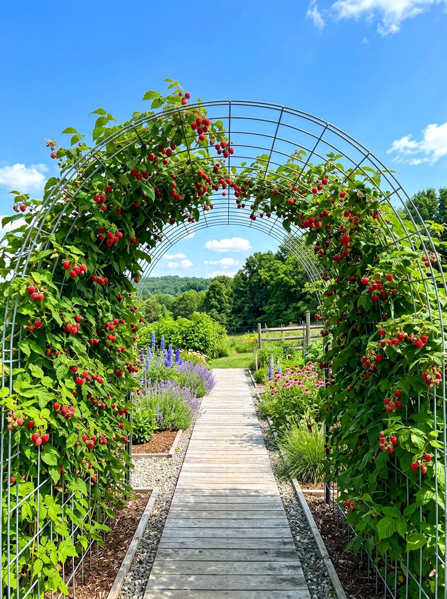 Cattle panel raspberry trellis - 30 raspberry trellis ideas