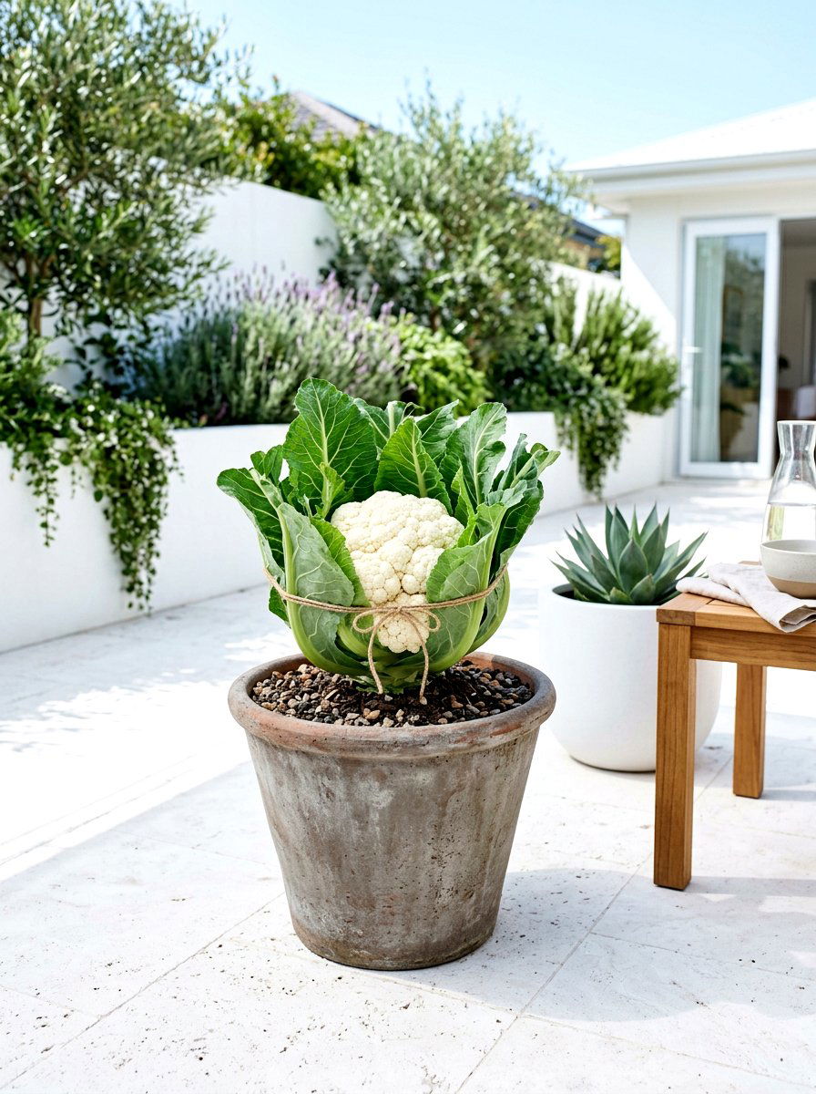 Cauliflower Pot - 30 vegetable container garden ideas
